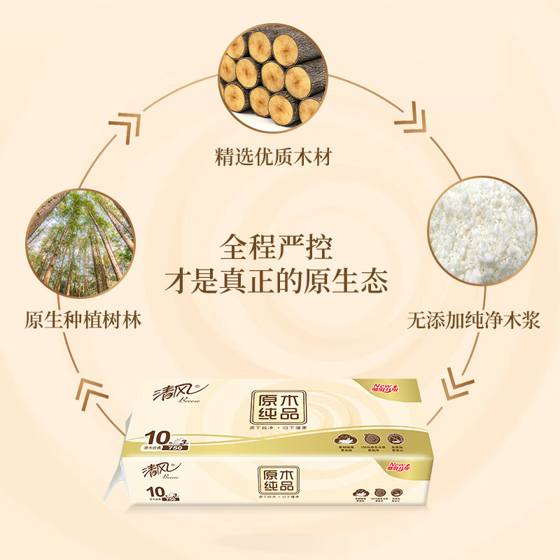 清风 无芯卷纸3层*75克 B02B7MCN 10卷*1提高清大图