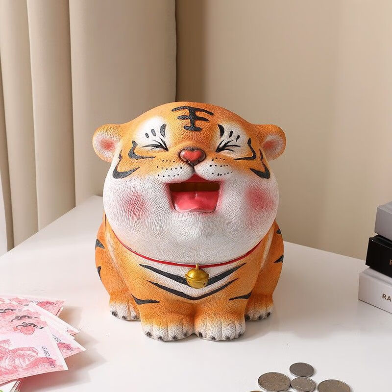 维诺亚网红生肖老虎摆件大容量存钱罐只进不出礼物吉祥物创意工艺装饰品高清大图