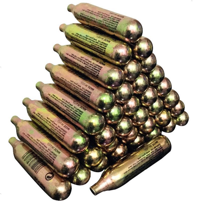 定做4盒12克二氧化碳小气瓶co2小钢瓶高压小气瓶无螺纹20只金色视频