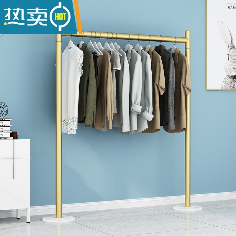 敬平大理石衣帽架简易晾衣架落地卧室省空间挂衣服架子客厅家用晾衣杆 架子要黑白色的请备注高清大图