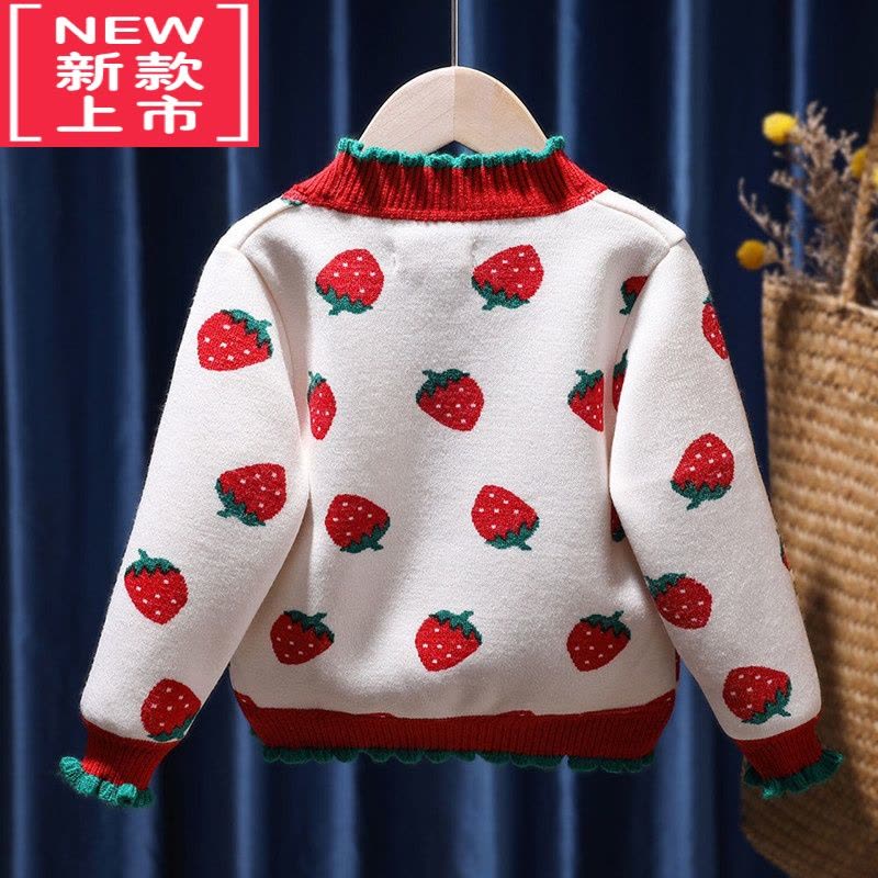 可莉允女童针织衫开衫加绒洋气中小童秋冬季2022新款毛衣外套宝宝上衣潮图片