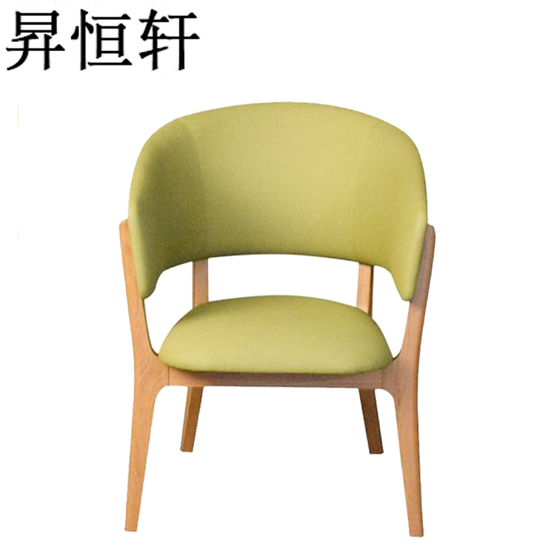 昇恒轩 单人沙发实木餐椅现代简约带扶手皮椅/个(绿色)高清大图