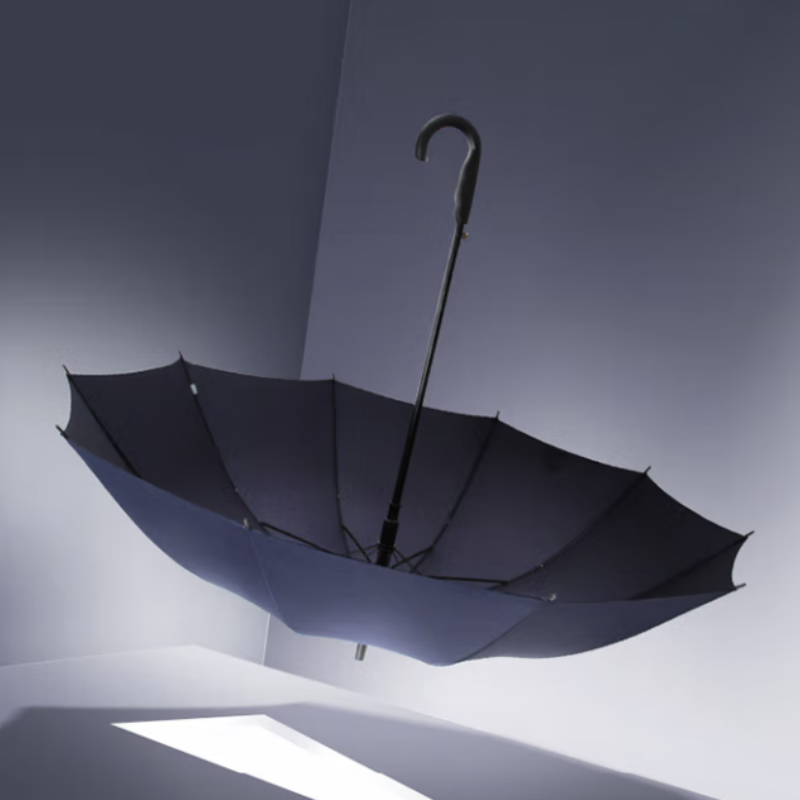 天堂加大雨伞长柄193E碰伞下120CM半自动10K加固商务晴雨伞深青灰高清大图