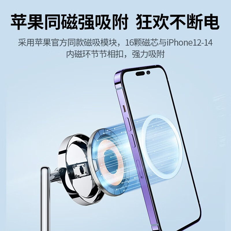 绿联Type-c 25w磁吸款手机/手表/耳机三合一MFi认证充电器 灰色 CD278/90910(货期3-6天)高清大图