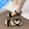 SUNTEK今年新款凉鞋女2023年夏季网红百搭学生配裙子沙滩软底平底罗马鞋