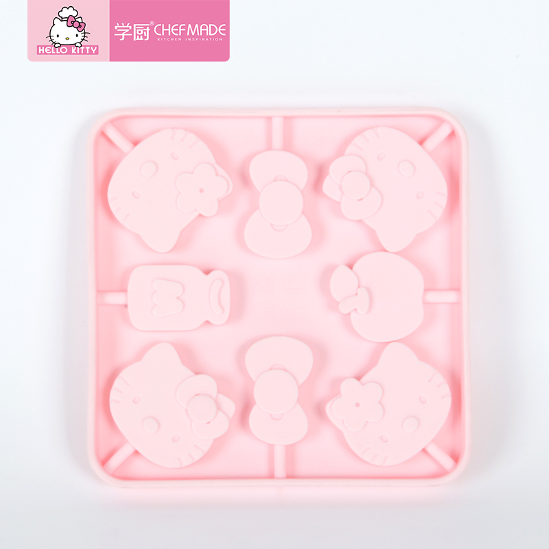 学厨 HELLO KITTY棒棒糖模具 硅胶8连奶酪棒模具 赠棒棒糖纸棒 DIY巧克力模具 烘焙工具 KT7082