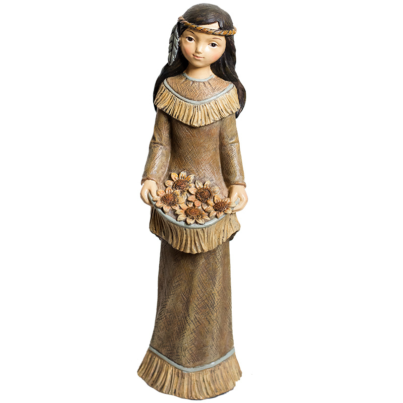 美帮汇印第安姑娘树脂摆件塑桌面装饰丰收寓意美式客厅餐厅