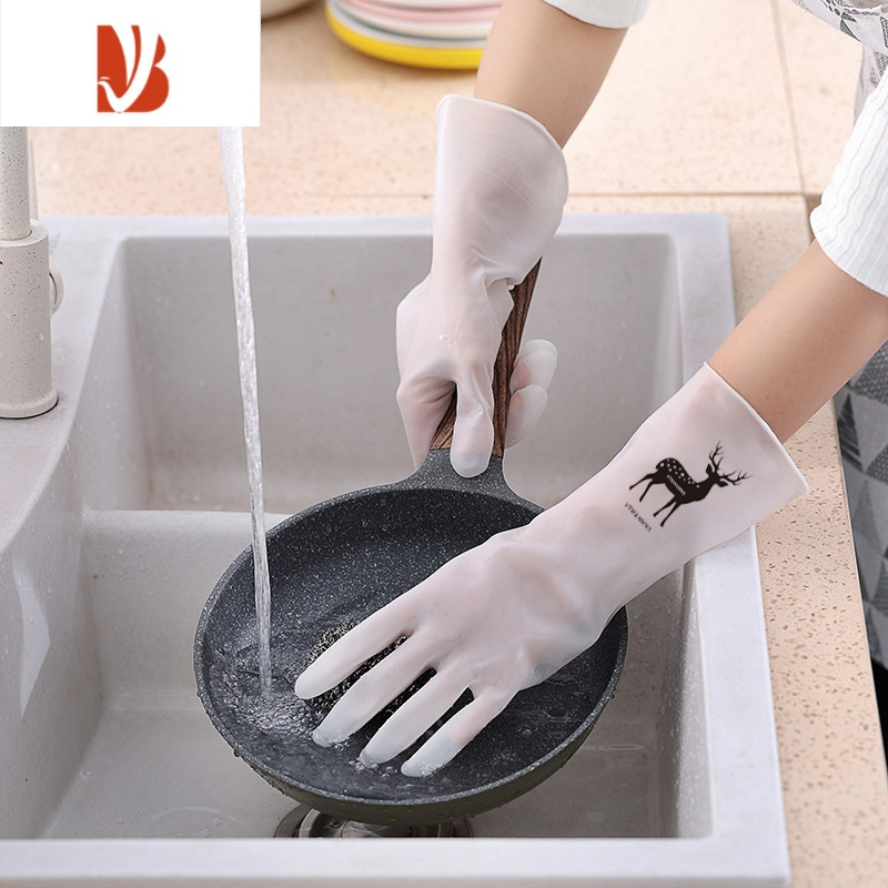 三维工匠洗碗手套女防水家用厨房刷碗洗衣服洗菜贴手清洁耐用家务塑胶手套