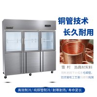 雪村(Xuecun)CFS-60N3 1250L 商用冷柜 上玻璃 立式冷柜 六门厨房柜冰箱 上冷藏柜 下冷冻柜 冰柜