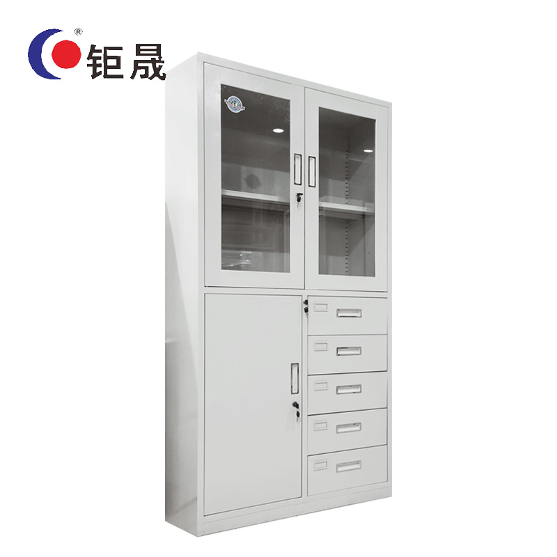 钜晟 文件柜铁皮柜办公文件资料储存柜钢制 偏五斗文件柜 JS020