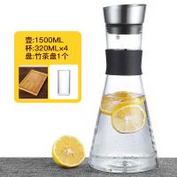 玻璃冷水壶凉水杯大容量装冰水瓶家用套装创意北欧汁创意扎壶_822 1500ML单壶+4个小杯子+竹茶盘