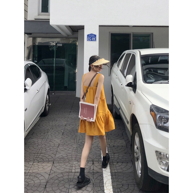 极简主义带裙棉麻连衣裙女夏2018新款裙子仙女裙闺蜜装sukol裙