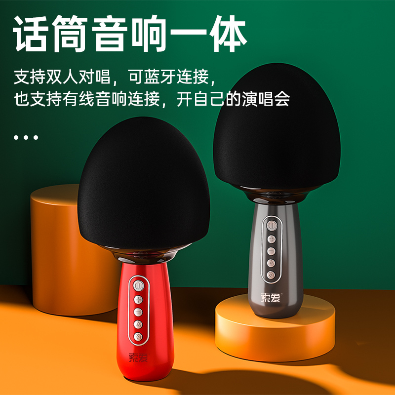 索爱(soaiy)专业麦克风家用电视唱歌K歌卡拉OK MC15(墨绿色)