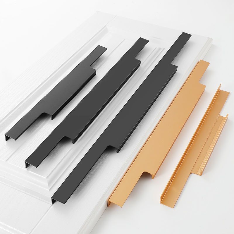 香槟金300mm隐形衣柜门拉手北欧轻奢金色黑色免打孔橱柜储物柜抽屉f款