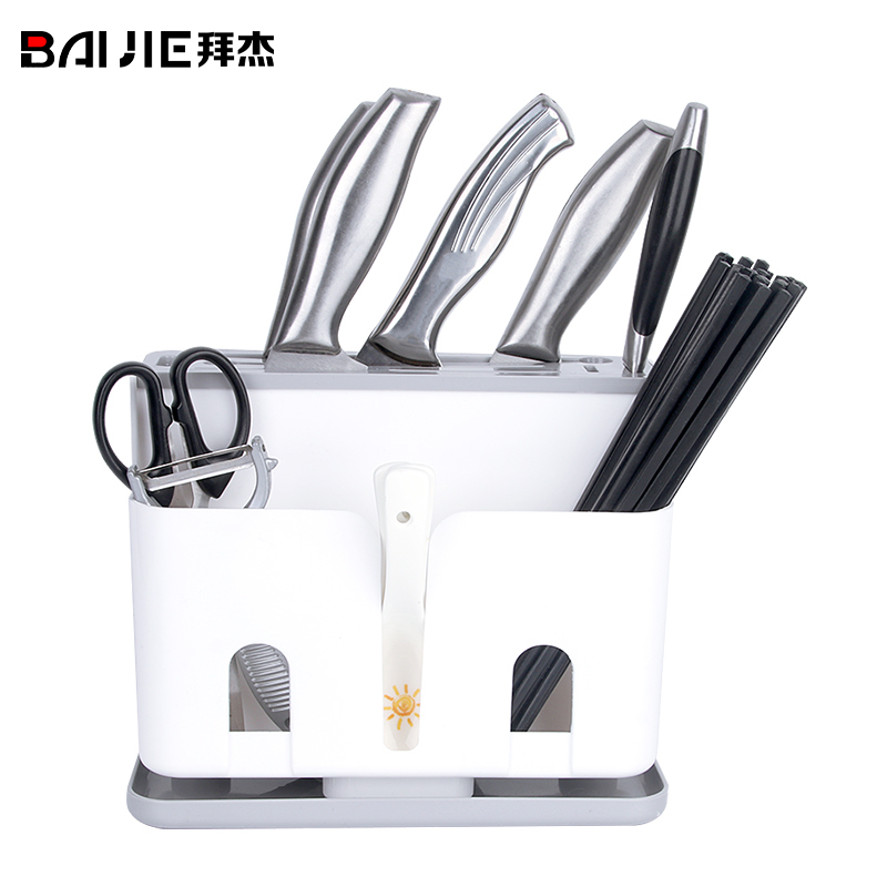 拜杰刀架刀座 筷子筒 厨房置物架 沥水架 菜刀架 刀具收纳架 多功能筷子架LY-182