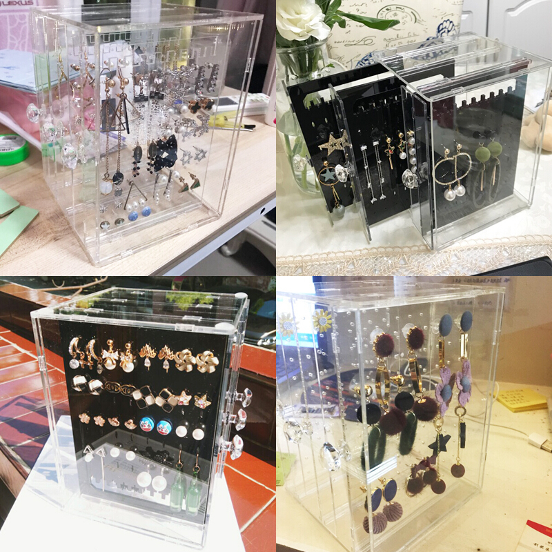 亚克力耳环盒子透明耳钉首饰塑料整理收纳盒防尘挂饰品展示架亚克力款三层透明升级款