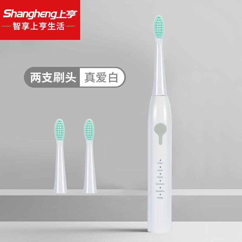 上亨(shangheng) 电动牙刷成人情侣套装全自动超声波充电式美白神器学生男女士软毛防水家用旅行 珍爱白五档模式高清大图