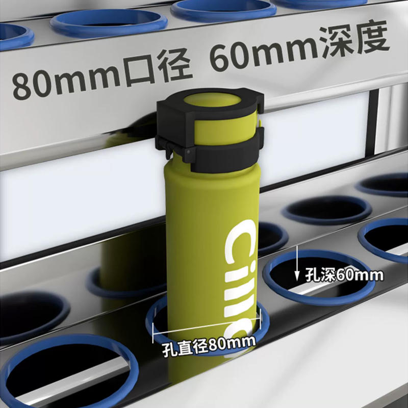 帅畅304不锈钢员工车间多格茶杯放置收纳柜40位水杯架1250*850*590高清大图