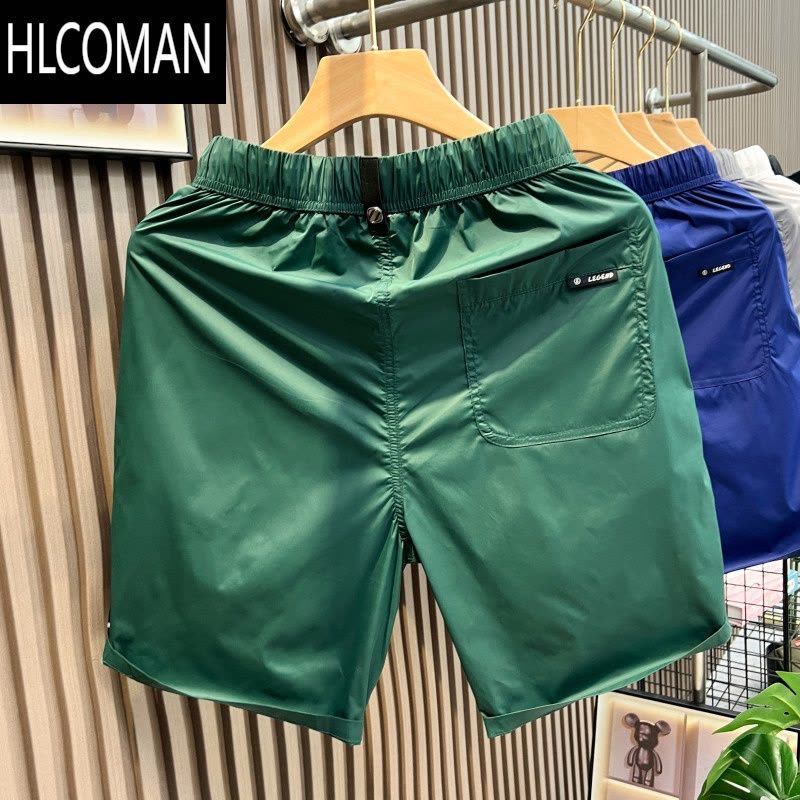 HLCOMAN刺绣冰丝速干短裤男夏季薄款潮牌沙滩裤子美式宽松运动休闲五分裤图片