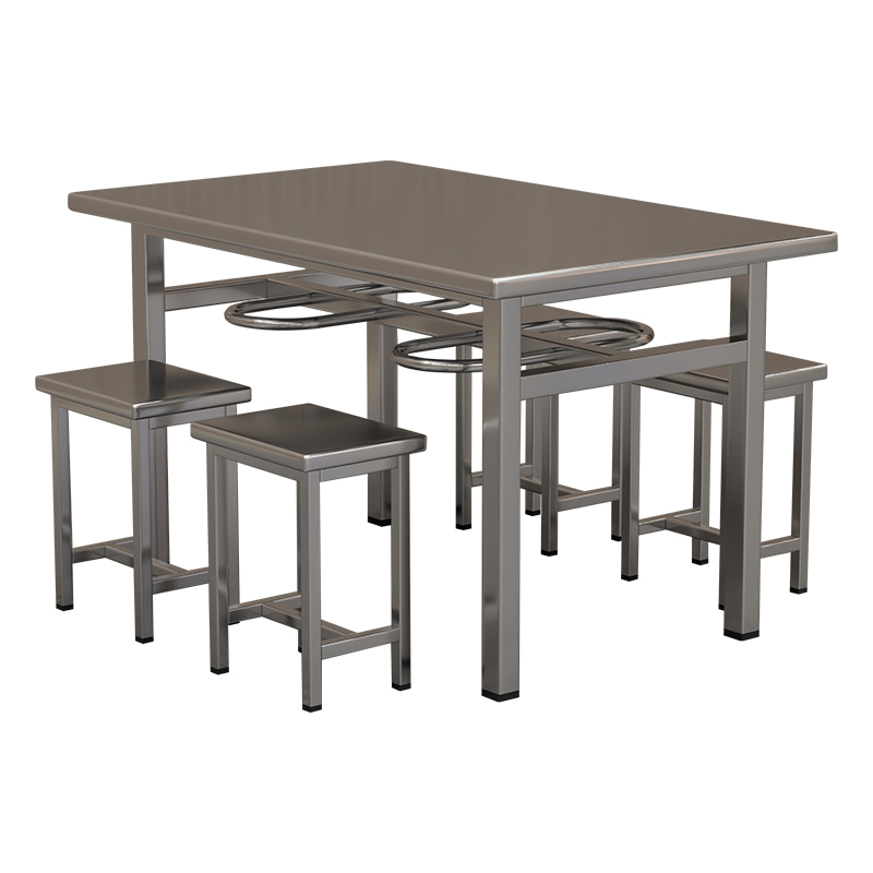 臻远 ZY5110228 不锈钢餐桌椅食堂桌椅组合 1.3米条形餐桌(含凳子)