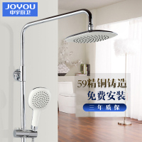 中宇(JOYOU)精铜铸一体花洒套装铜质花洒空气注入增压花洒 圆形升降淋浴花洒淋浴套装双出水挂墙式花洒JY04832