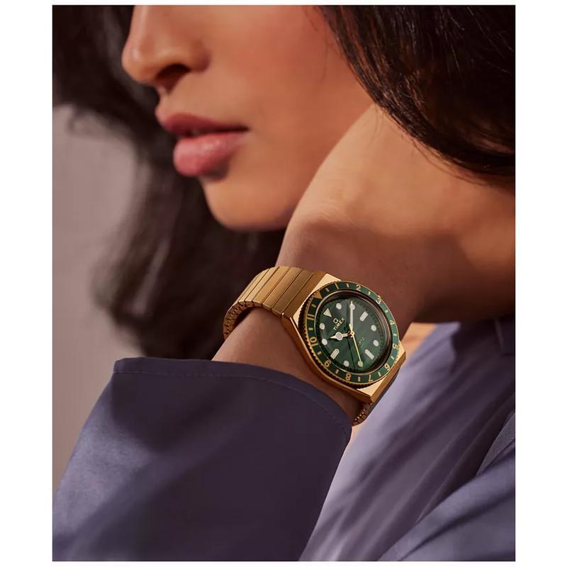 Timex 女士石英金色不锈钢绿松石表mm复古防水防刮石英腕表