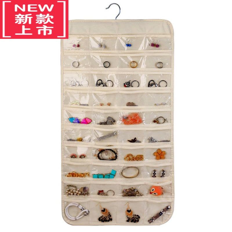 可莉允80格收纳袋无纺布双面首饰挂袋门后橱柜收纳袋项链珠宝防尘收纳盒图片