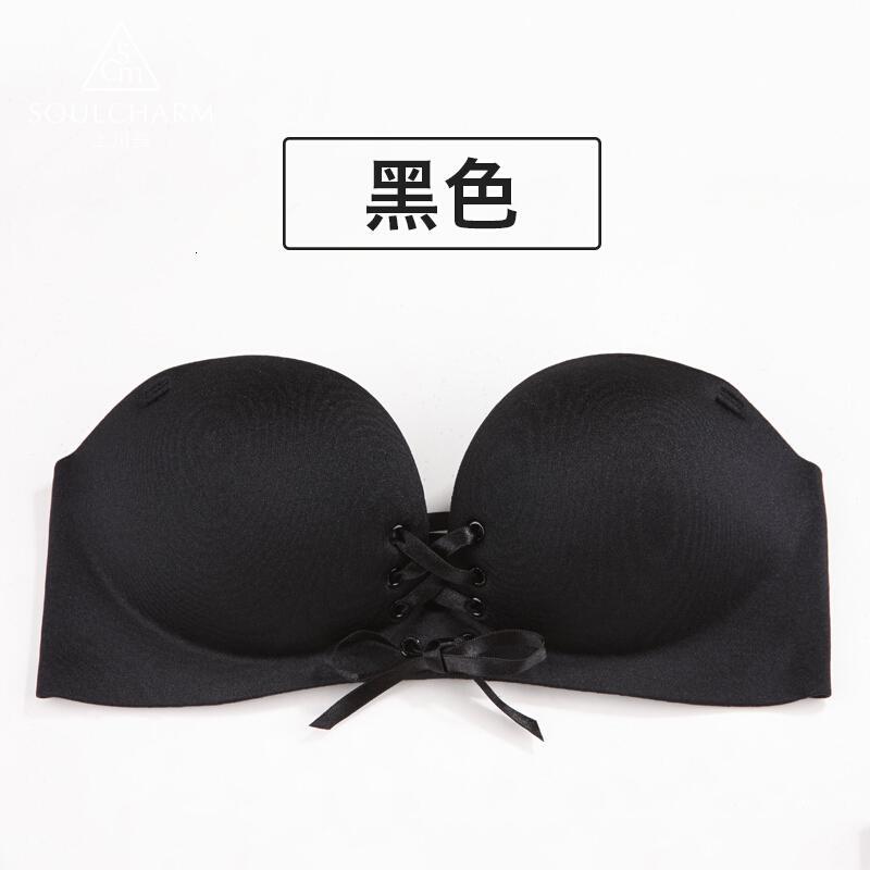 无肩带文胸贴抹胸隐形无钢圈胸加厚拢上托背内衣
