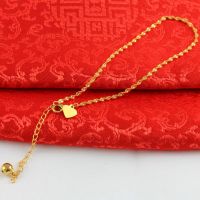 金满多 仿真黄金色水波纹链百搭脚链 女生脚踝链黄铜镀金保色持久