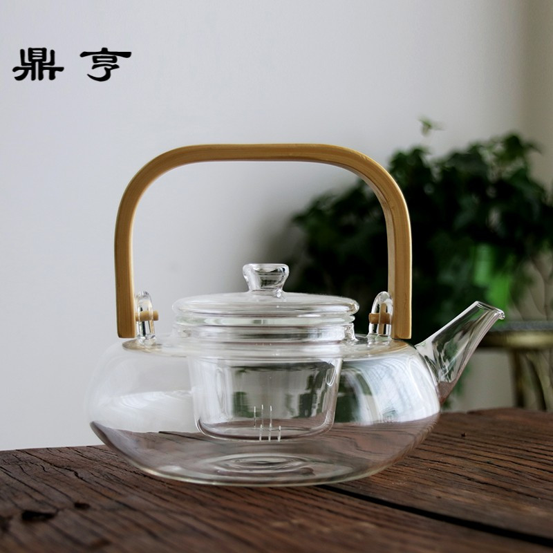 鼎亨日式竹把提梁煮茶壶玻璃茶壶水壶耐高温加厚泡茶壶普洱黑茶沸