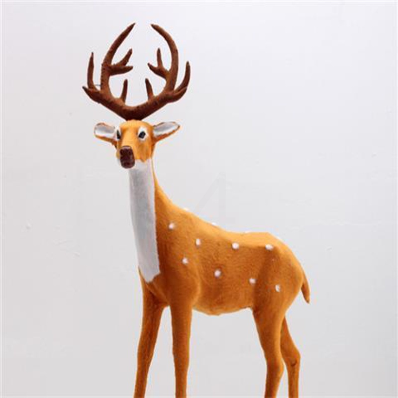 圣诞鹿装饰品毛绒鹿公仔麋鹿仿真梅花鹿圣诞礼物小鹿摆件道具用品15cm