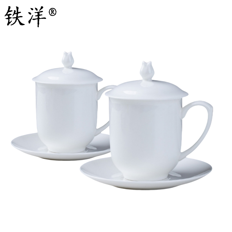 铁洋 茶杯 会议杯 瓷杯 纯白花蕾杯套装8.5cm*13.5cm 套高清大图