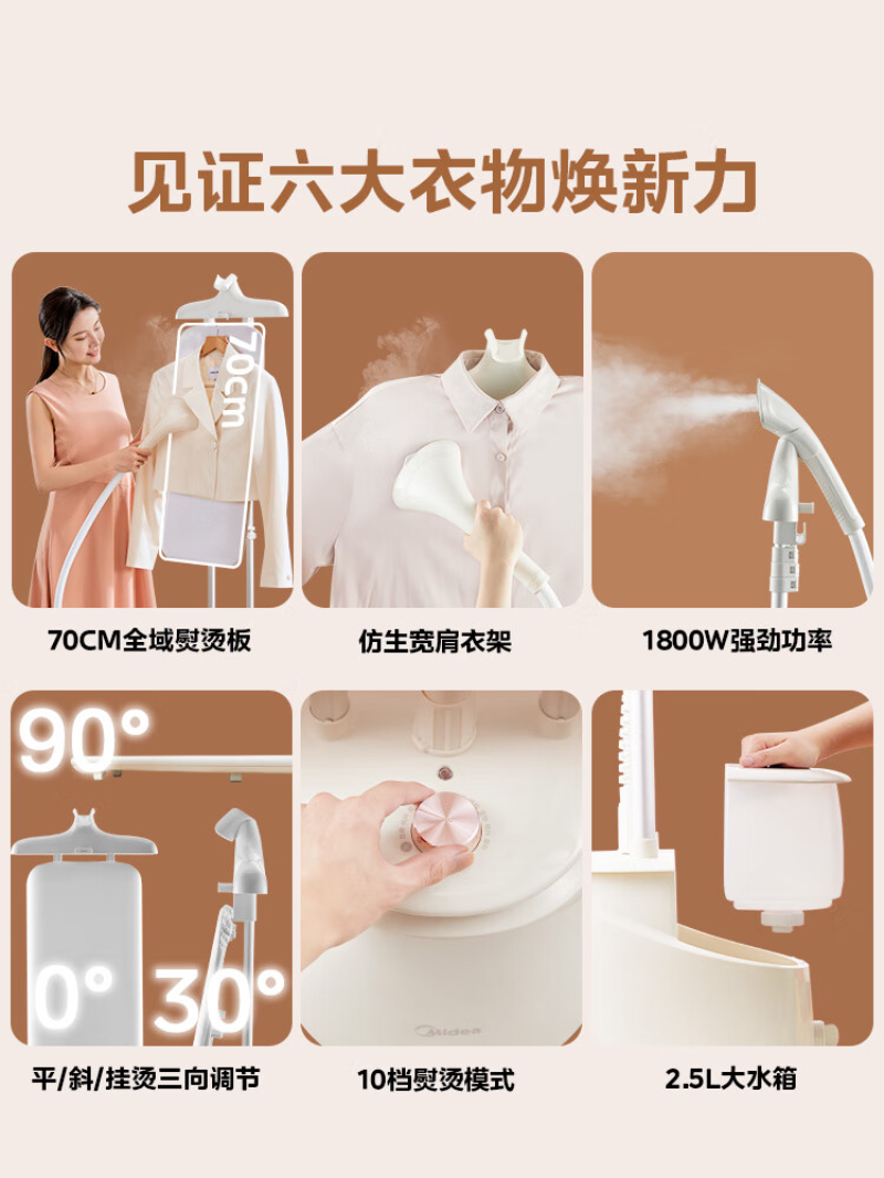 美的 Midea 家用挂式蒸汽加热小型立式挂烫机 YGD25A1高清大图