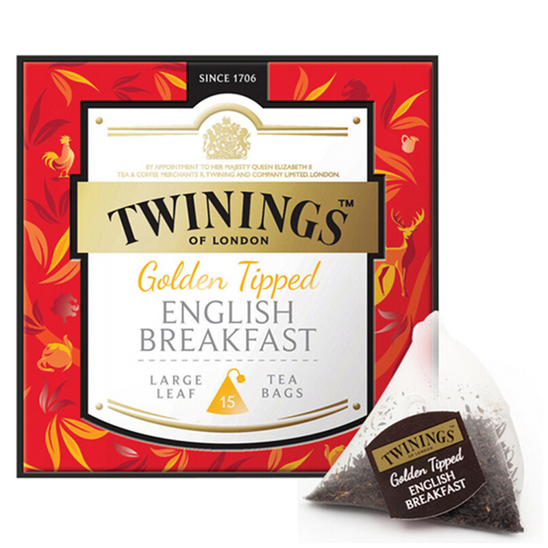 英国川宁(TWININGS) 金毫英式早餐红茶15包*3g 波兰进口茶叶袋泡茶包