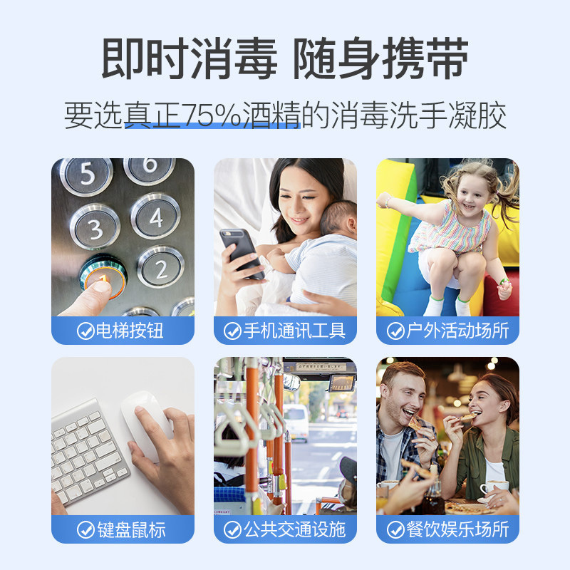 [补贴10%]55ml[2瓶装]免洗洗手液消毒凝胶可携式杀菌酒精学生儿童消毒液免手洗55ml*3瓶高清大图