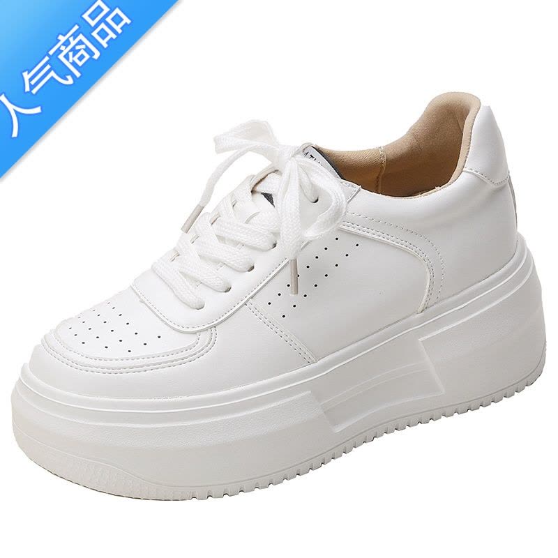 SUNTEK9cm内增高小白鞋女2023新款小个子休闲板鞋3233码厚底运动鞋图片