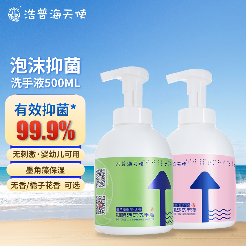 浩普海天使健康抑菌洗手液500ml大瓶杀菌99.9% 清香保湿护手 泡沫细腻易冲洗