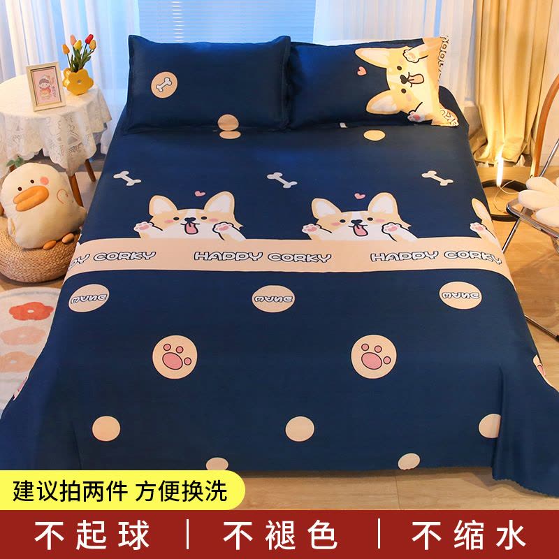 双人床家用单件床单 学生宿舍被单 1.0米m磨毛炕单女图片