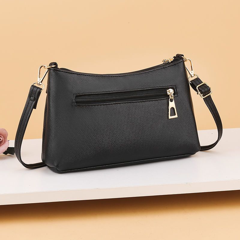 小包包女包斜挎包女士包包韩版百搭单肩包中年女士皮包妈妈挎包黑色
