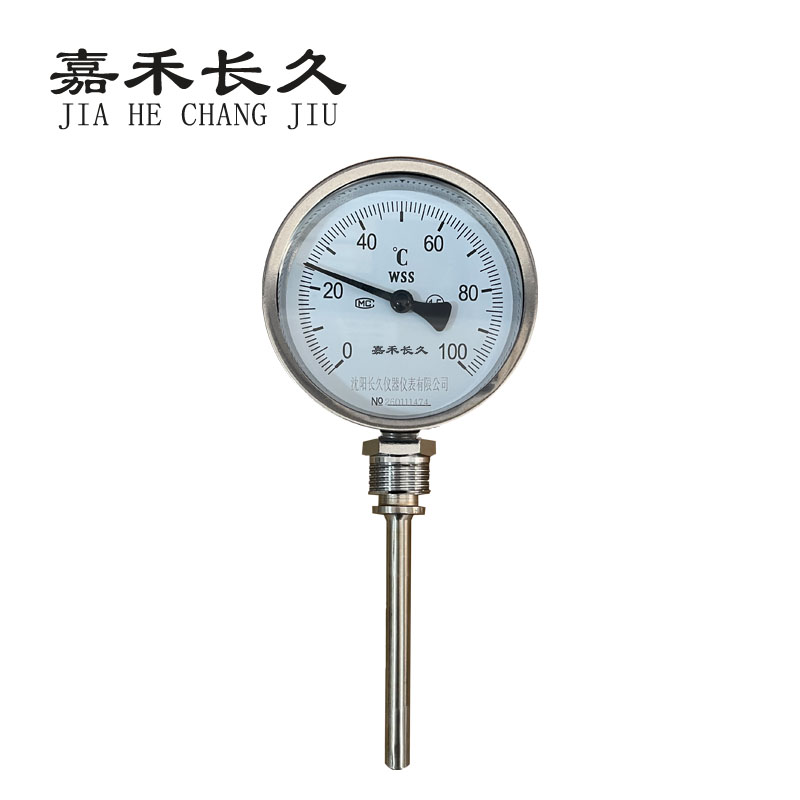 嘉禾长久 双金属温度表 WSS411 0-100度 杆长50MM 块 杆长100MM