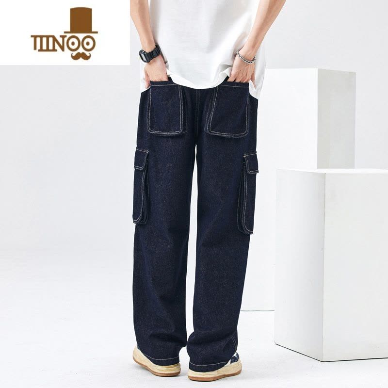YANXUWOODSOON直筒牛仔裤男生款潮牌百搭垂感工装裤休闲宽松裤子男图片
