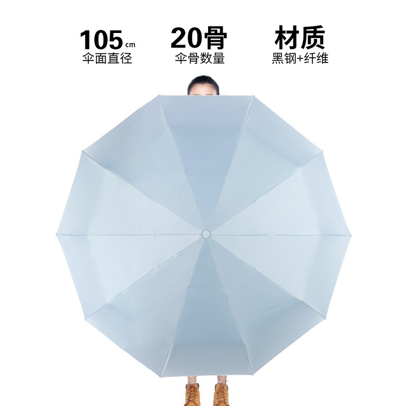 米奇喵雨伞三折晴雨两用防晒全自动遮阳伞加厚黑胶太阳伞全自动十骨双骨(20根龙骨)抹茶绿高清大图