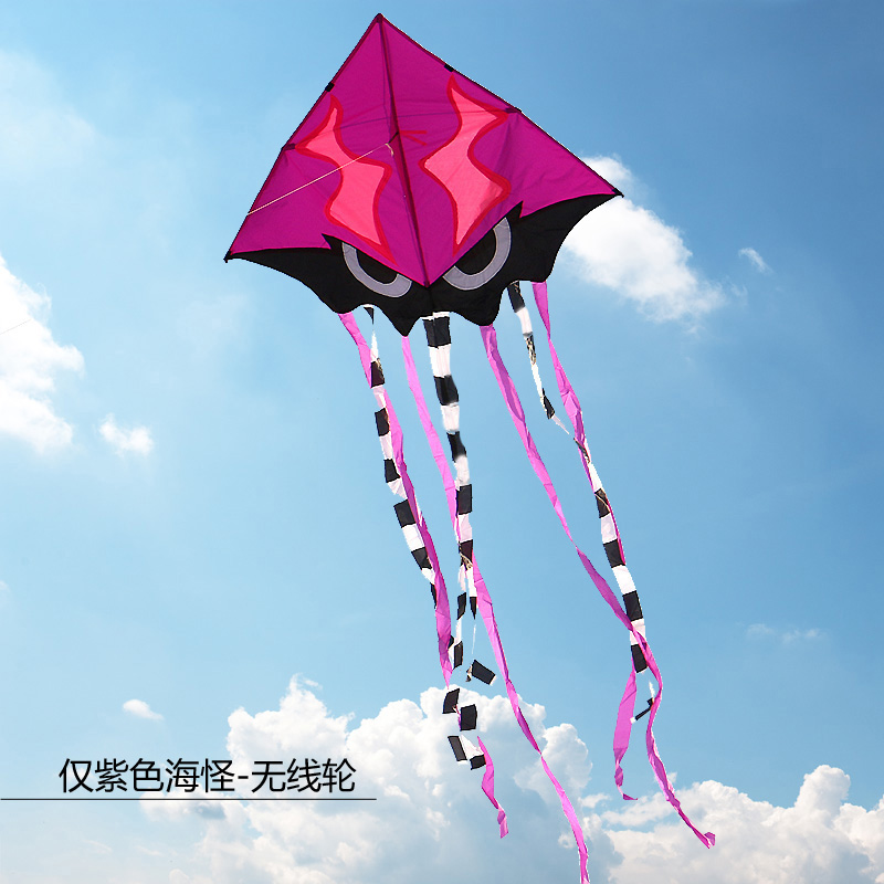 斑点章鱼风筝海怪风筝潍坊风筝风筝易飞长尾风筝线轮儿童卡通创意 三维工匠 紫海怪(只要风筝)高清大图