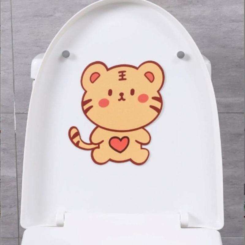 自粘式马桶除臭贴毛毡马桶贴卡通去异味留香贴座便器装饰贴消臭贴-白兔6个装