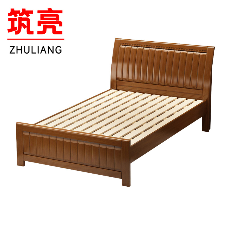 筑亮 实木床 1.2m胡桃色 张高清大图