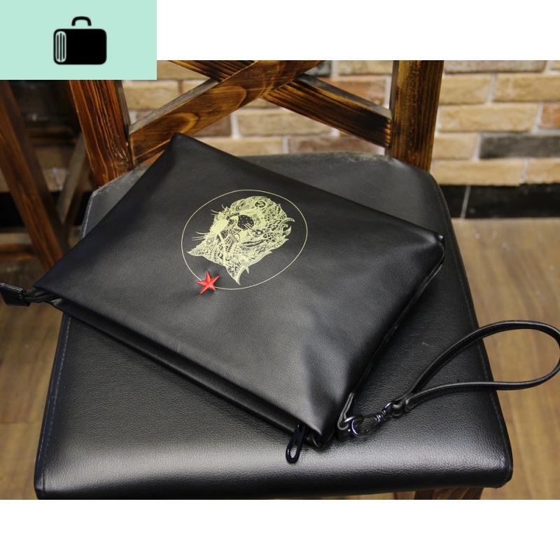 男包新款男士手包大容量手拿包信封包软皮休闲夹包韩版疯马皮NEWLAKE 1137PU黑色收藏送礼品