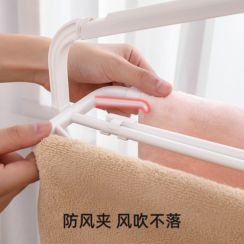 梵特 伸缩折叠衣架家用可伸缩晾毛巾衣架浴巾防风挂衣架晒衣架高清大图