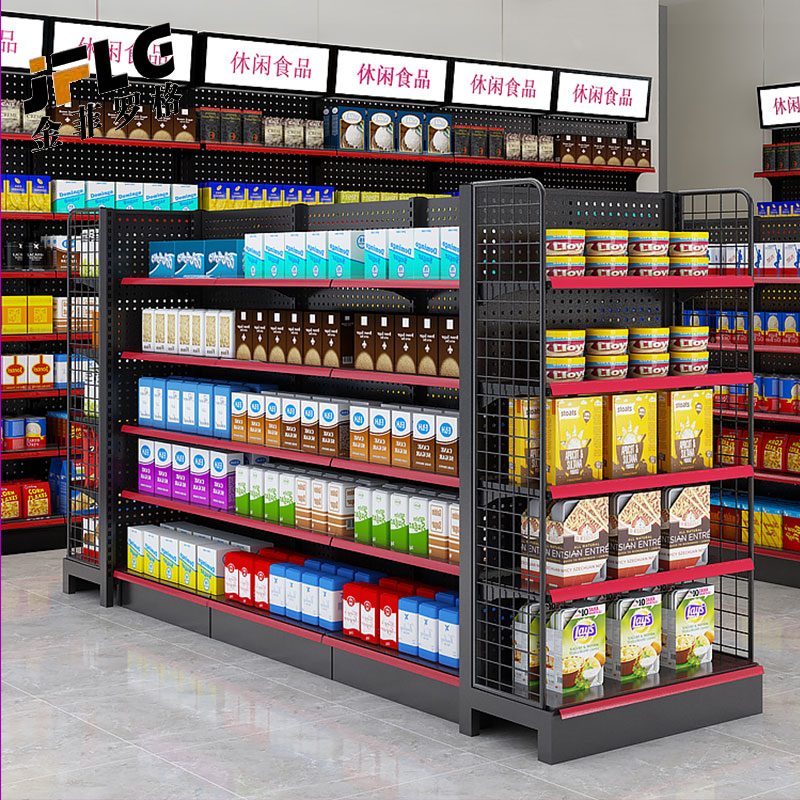 金菲罗格超市货架展示架子双面中岛置物架 单面副架90*40*135高清大图