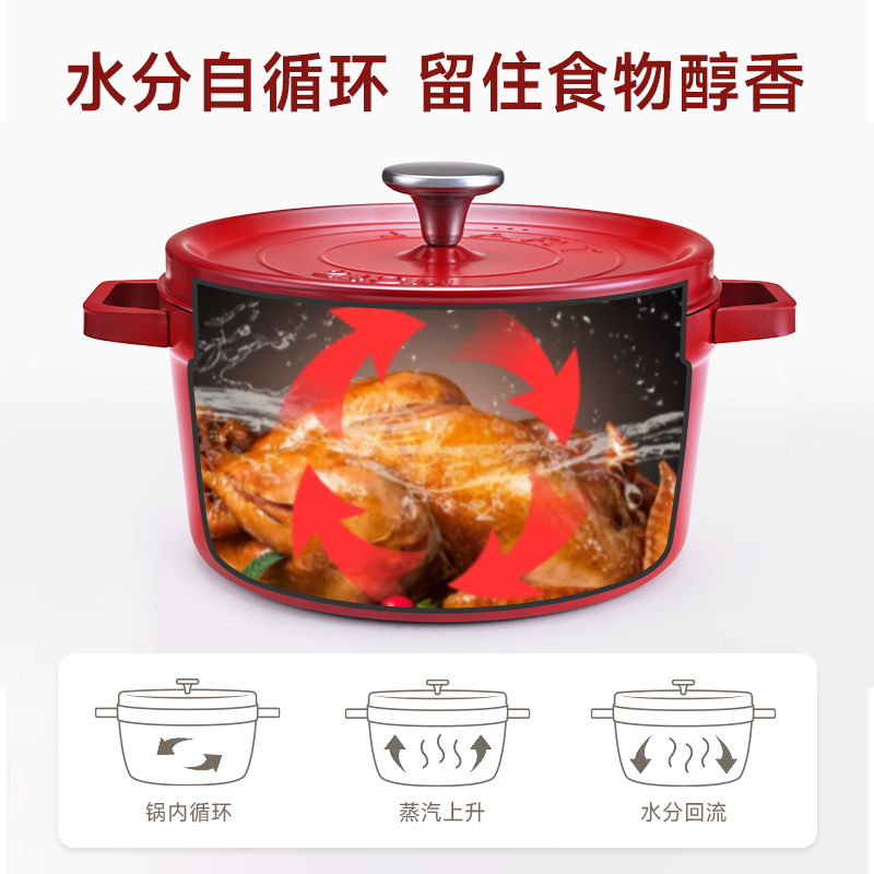 翰乐埃尔珐至尊珐琅锅汤锅HL-IRFA11-2 中国红高清大图
