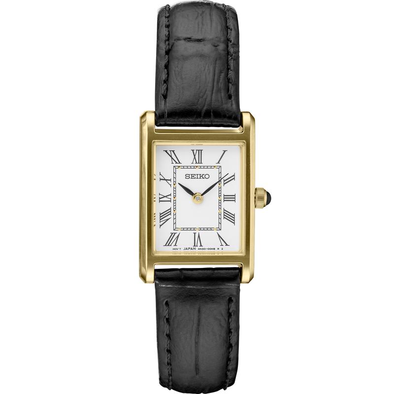 SEIKO/精工 Essentials系列中性小方表 复古百搭精致小巧两针皮带防水石英表